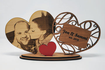 Heart Engraved Photo Stand